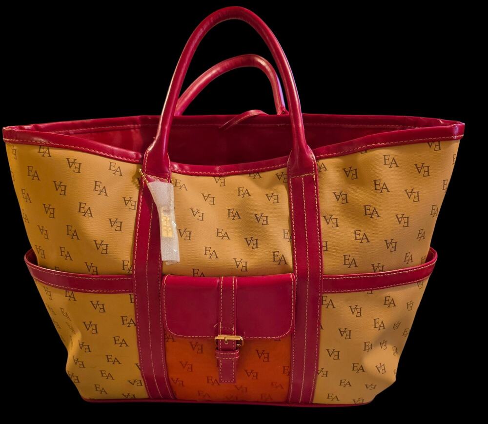 Red And Tan Elizabeth Arden Monogrammed Tote Bag